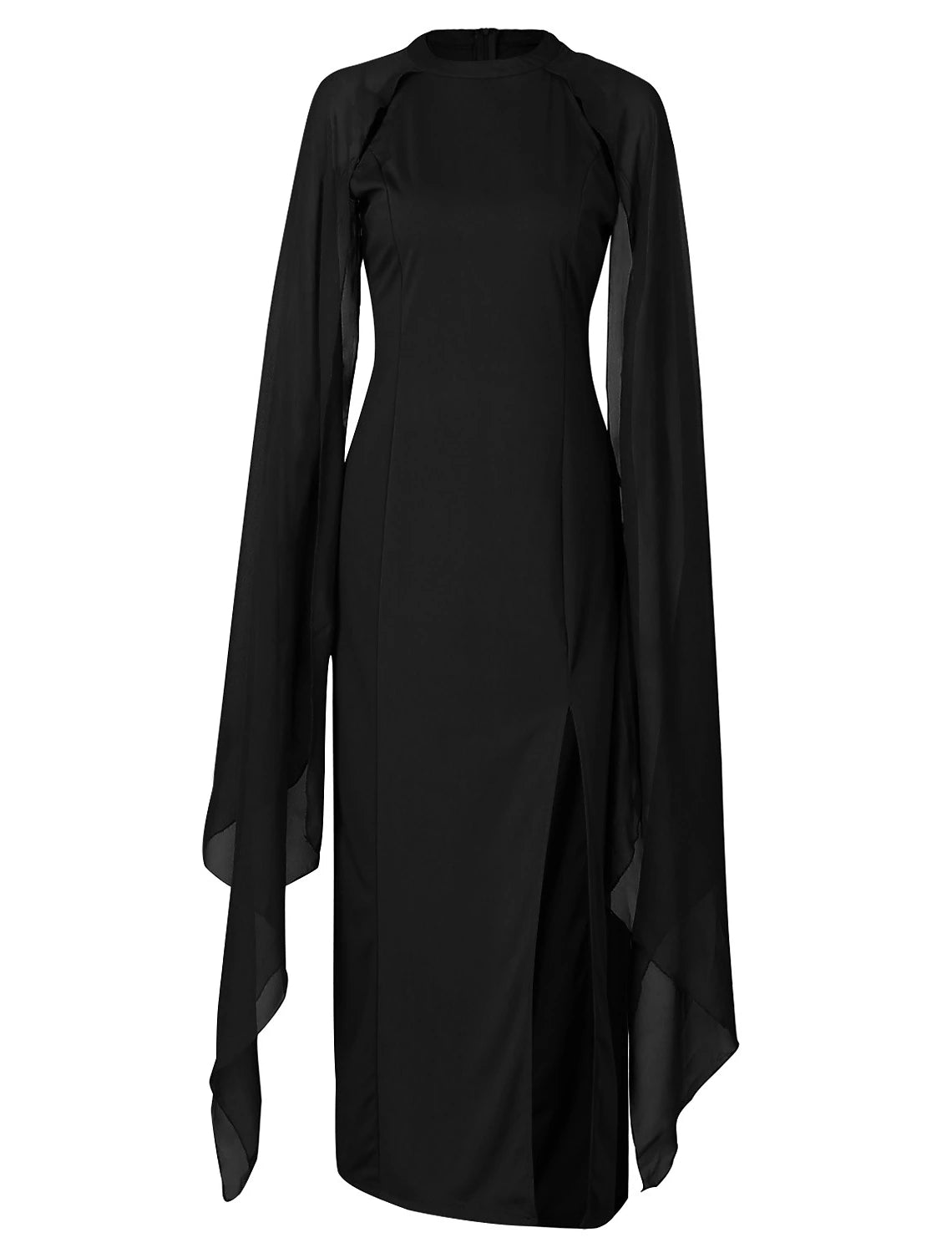 Sheath / Column Party Dresses Elegant Dress Wedding Guest Floor Length Sleeveless Jewel Neck Fall Wedding Guest Chiffon with Slit