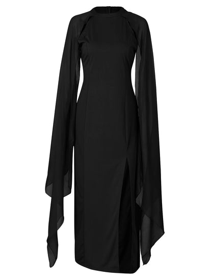 Sheath / Column Party Dresses Elegant Dress Wedding Guest Floor Length Sleeveless Jewel Neck Fall Wedding Guest Chiffon with Slit