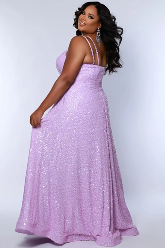 lilac plus size a-line sequin prom dress double spaghetti straps with pockets