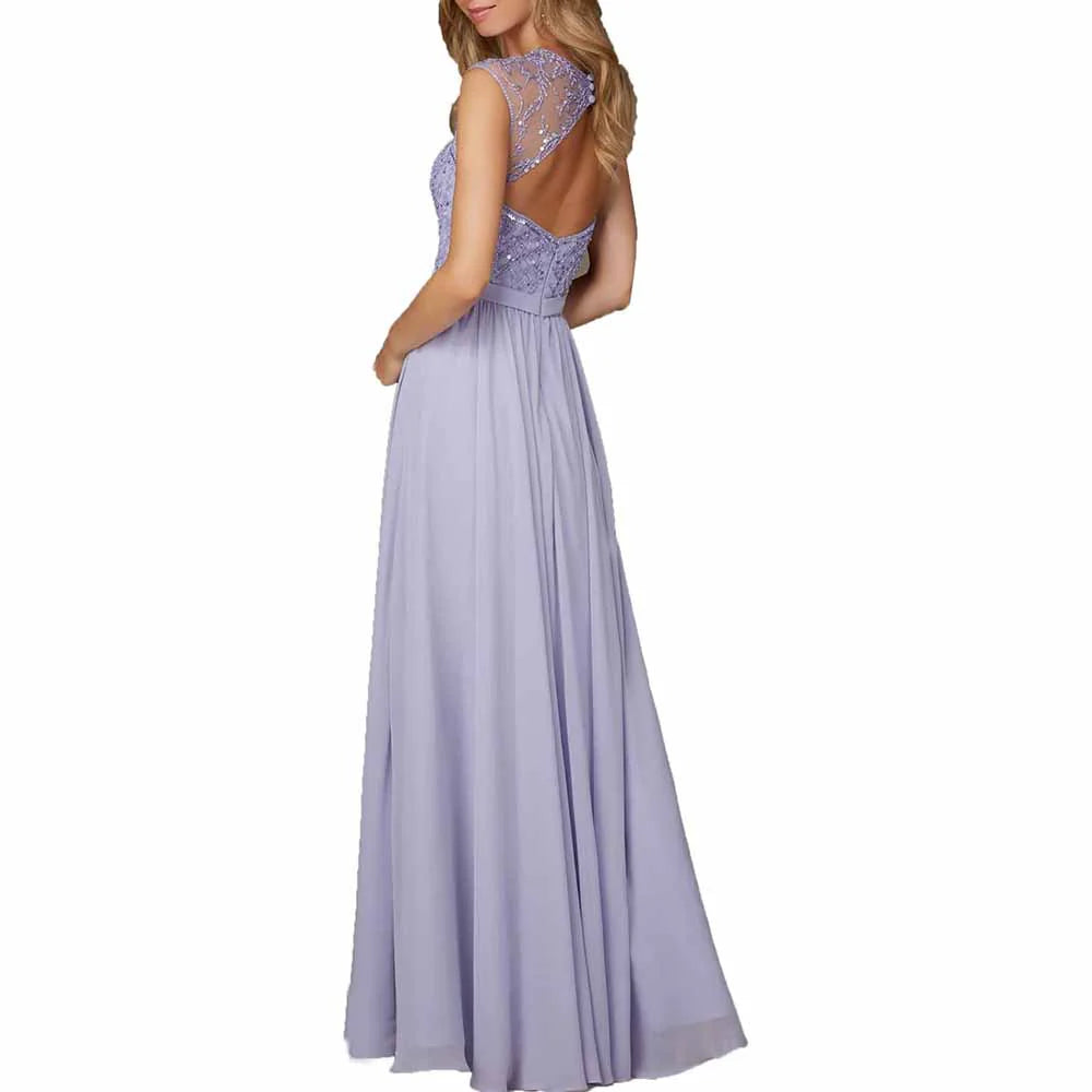 Long Chiffon  Bridesmaid Dresses Sleeveless Wedding Guest Dress