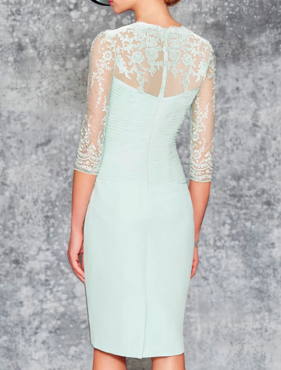 Two Piece Sheath / Column Mother of the Bride Dress Wedding Guest Church Plus Size Elegant Sweetheart Knee Length Chiffon Lace 3/4 Length Sleeve Wrap Included Jacket Dresses with Pleats Embroidery
