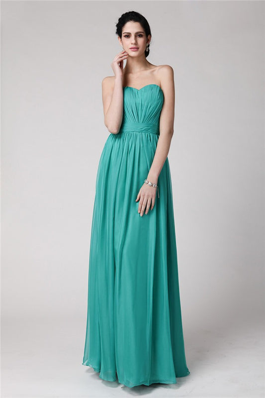 Sheath/Column Sweetheart Sleeveless Pleats Long Chiffon Bridesmaid Dresses