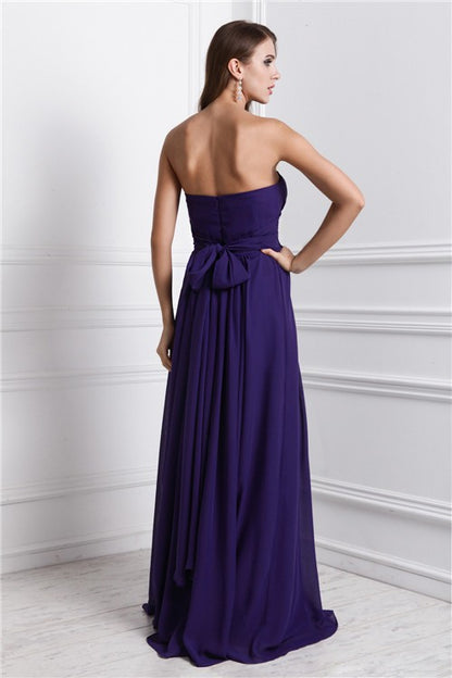 Sheath/Column Sweetheart Sleeveless Ruffles Long Chiffon Bridesmaid Dresses