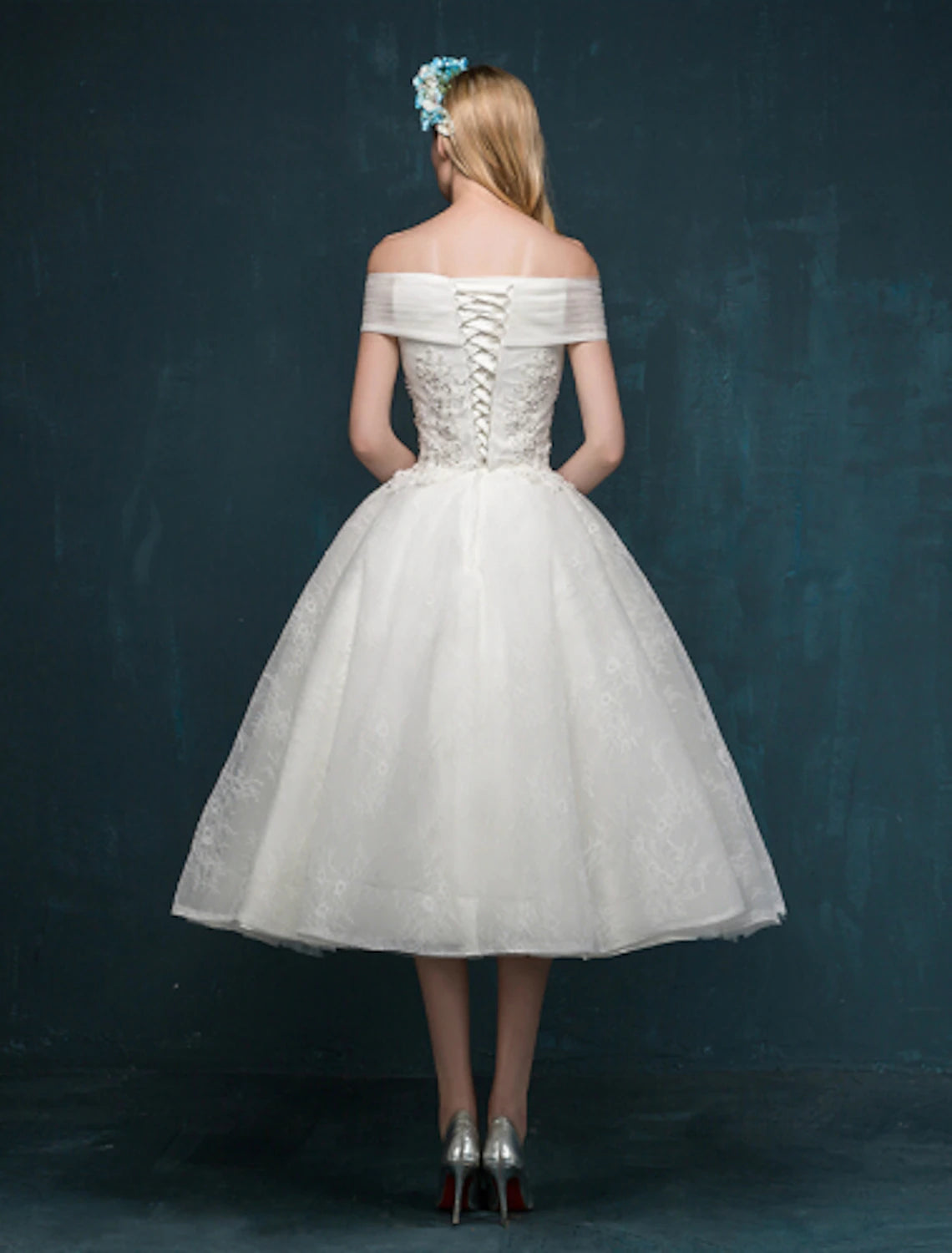 Reception Little White Dresses Wedding Dresses A-Line Off Shoulder Cap – Koutun Dress