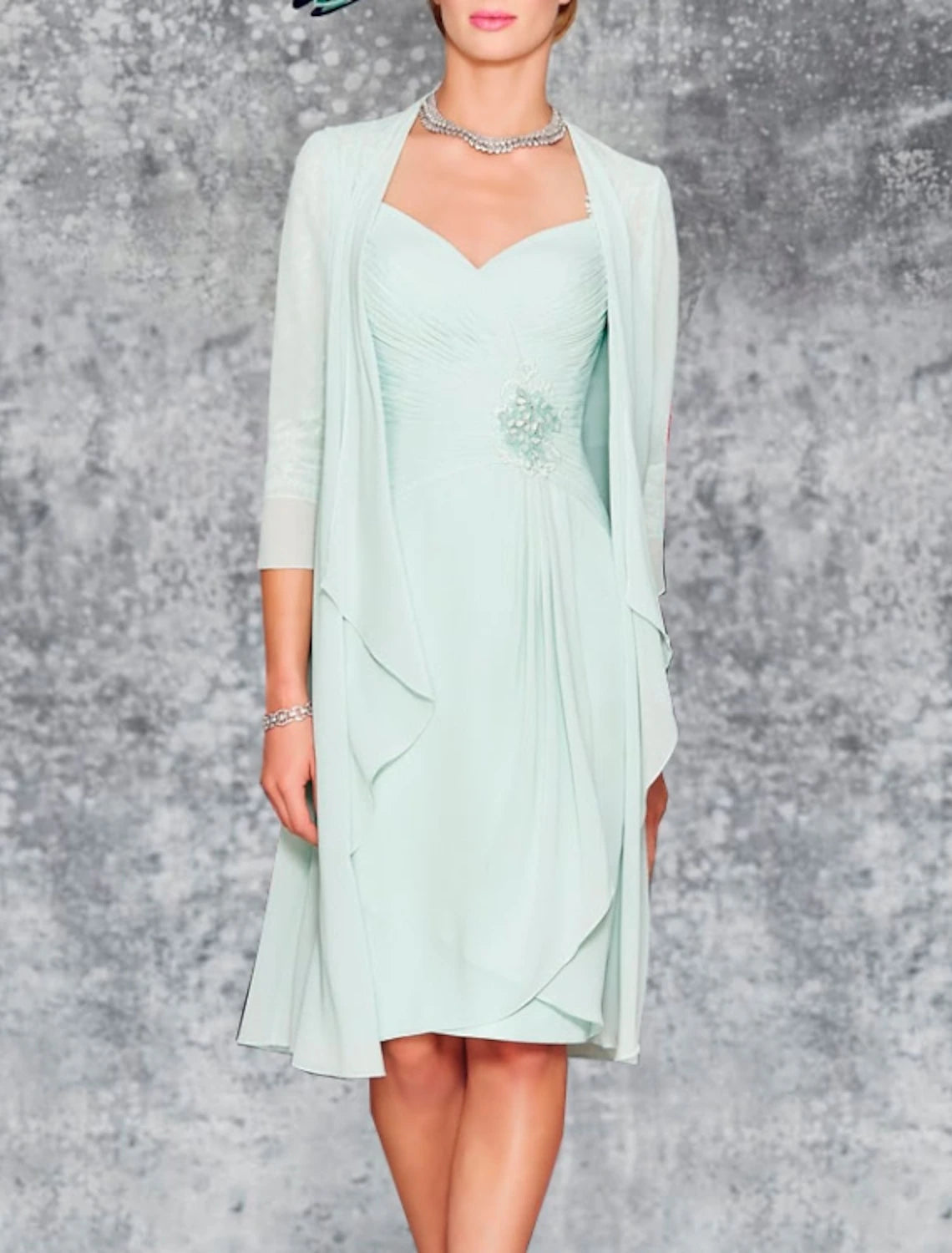 Two Piece Sheath / Column Mother of the Bride Dress Wedding Guest Chur – Koutun Dress