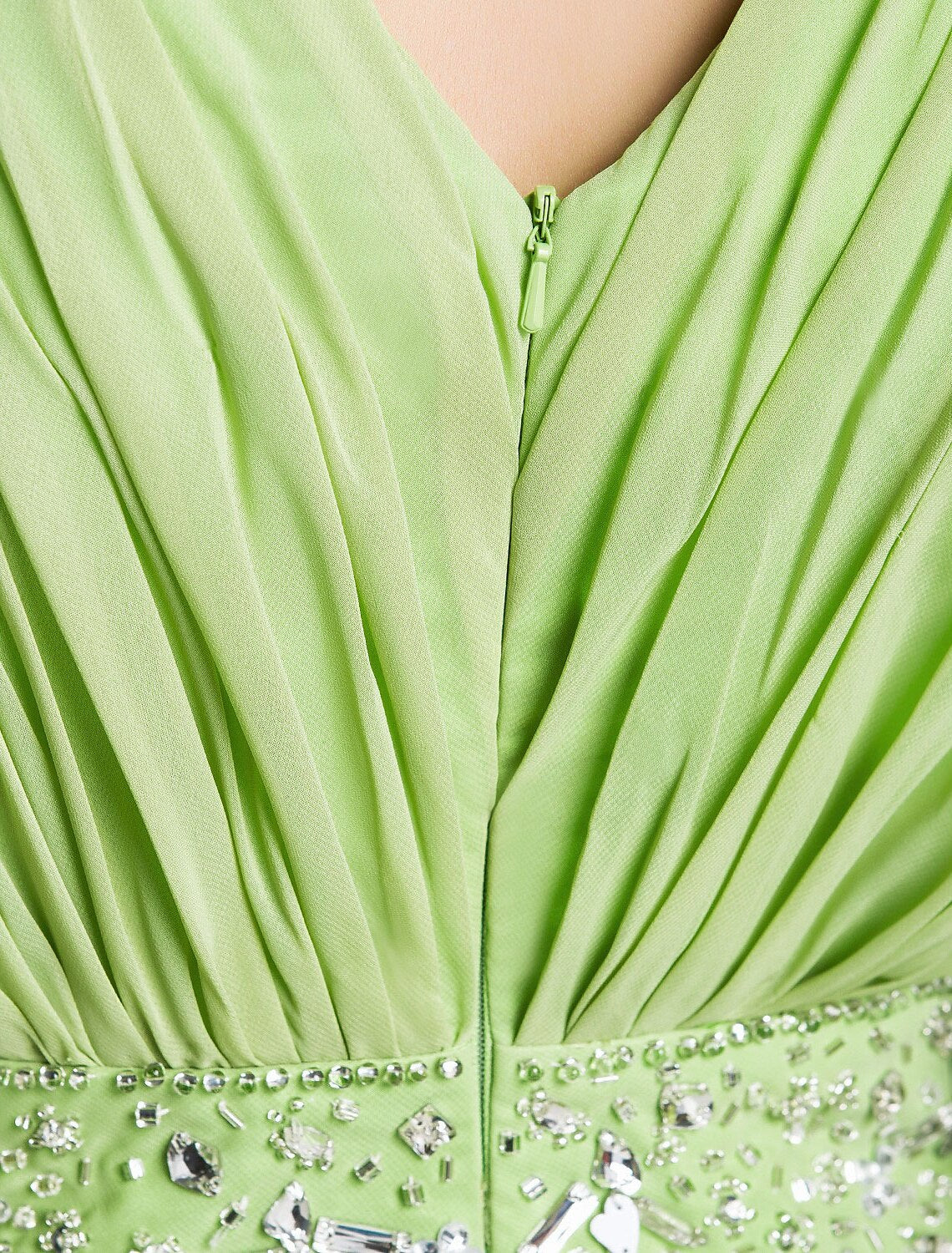 Sheath / Column Elegant Dress Wedding Guest Formal Evening Floor Length Long Sleeve V Neck Chiffon V Back with Crystals Side Draping