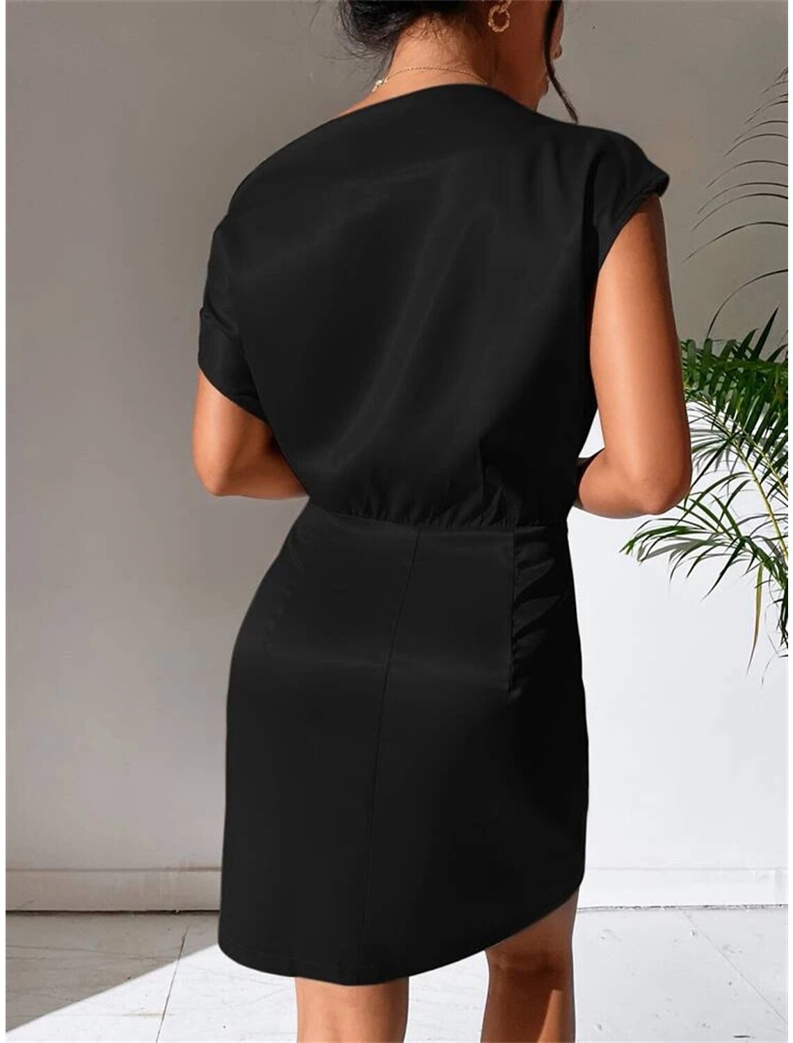 Women's Party Dress Cocktail Dress Wedding Guest Dress Mini Dress Black Pink Red Sleeveless Plain Ruched Spring Fall Winter One Shoulder Formal Winter Dress Wedding Guest Vacation