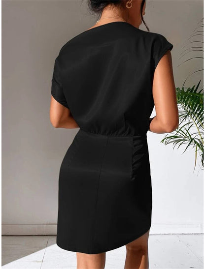 Women's Party Dress Cocktail Dress Wedding Guest Dress Mini Dress Black Pink Red Sleeveless Plain Ruched Spring Fall Winter One Shoulder Formal Winter Dress Wedding Guest Vacation