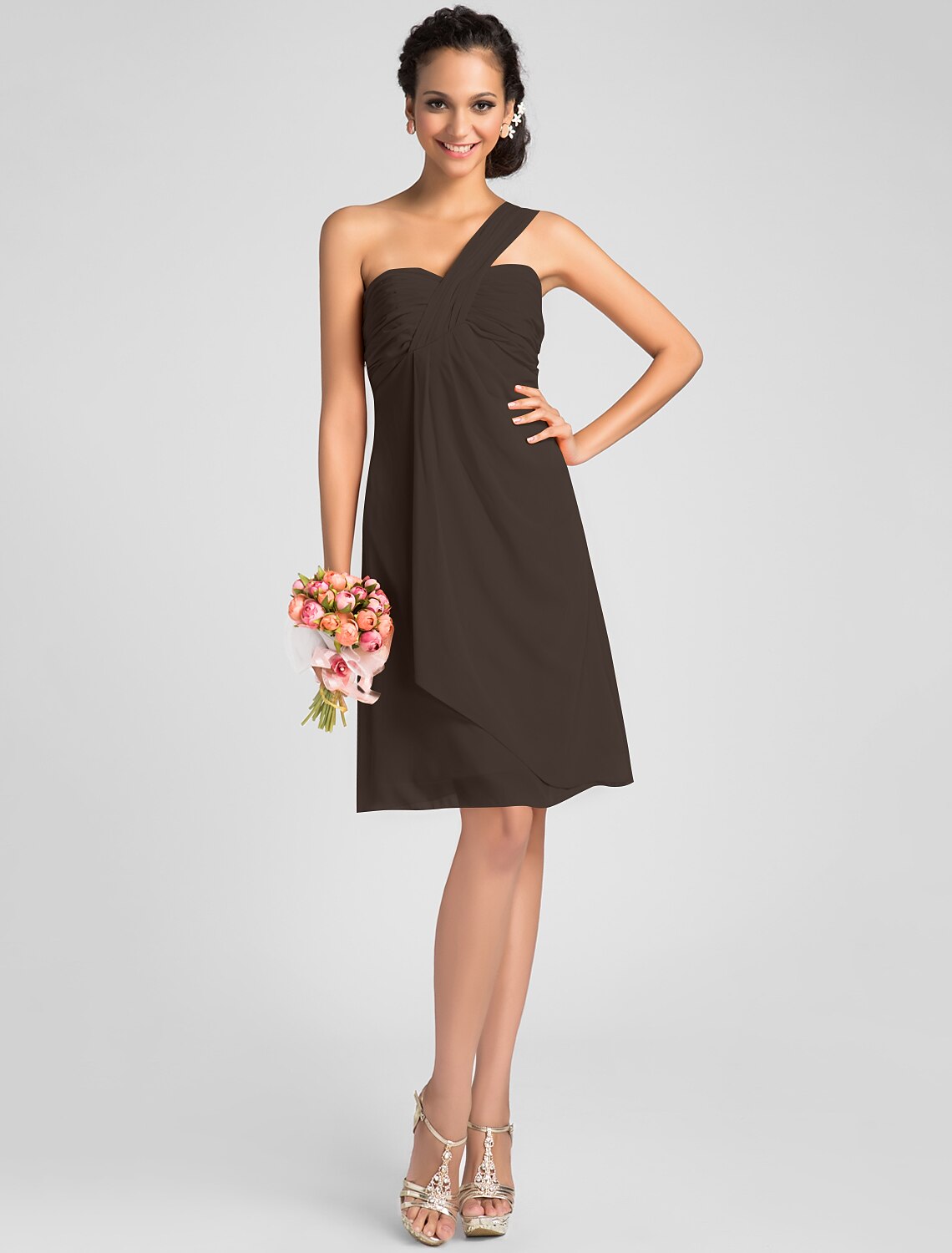 Ball Gown / A-Line Bridesmaid Dress One Shoulder / Sweetheart Neckline Sleeveless Sexy Knee Length Chiffon with Criss Cross / Draping / Side Draping