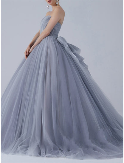 Ball Gown Prom Dresses Luxurious Dress Quinceanera Prom Sweep / Brush Train Short Sleeve Off Shoulder Organza with Bow(s) Pleats