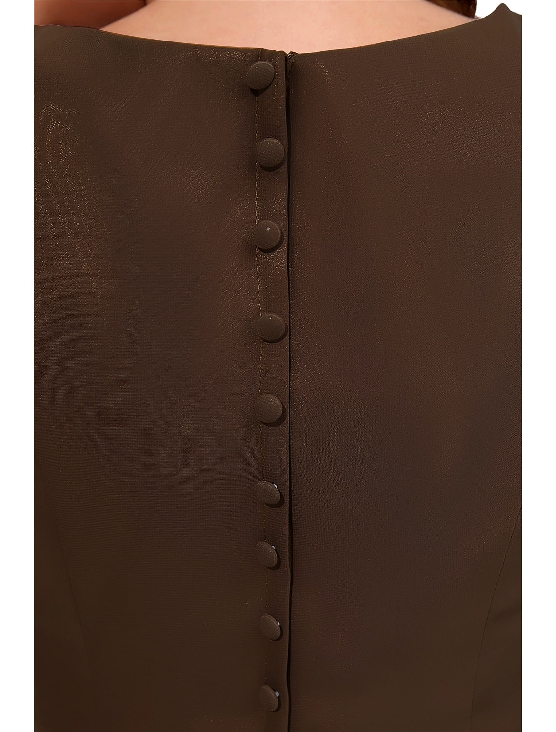 A-Line Mother of the Bride Dress Sweet Jewel Neck Knee Length Chiffon Short Sleeve with Buttons