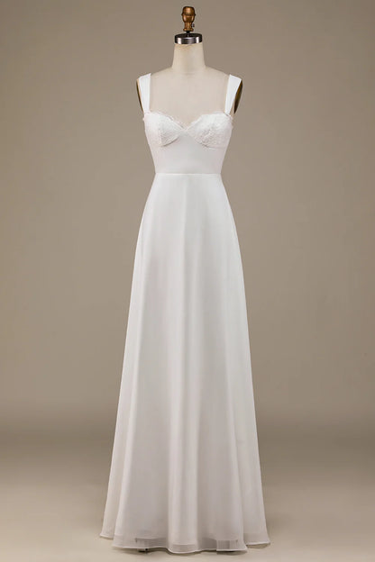 Ivory Scoop Neck Boho Wedding Dress with Lace