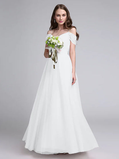 Close-up of the lace and tulle fabric on the A-Line dress.