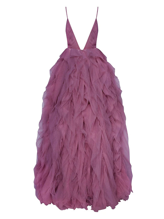Back view of the elegant ball gown, showcasing beautiful details.