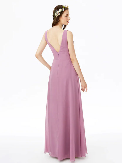 Close-up of the criss-cross pleats on the bodice of the V-neck bridesmaid dress.