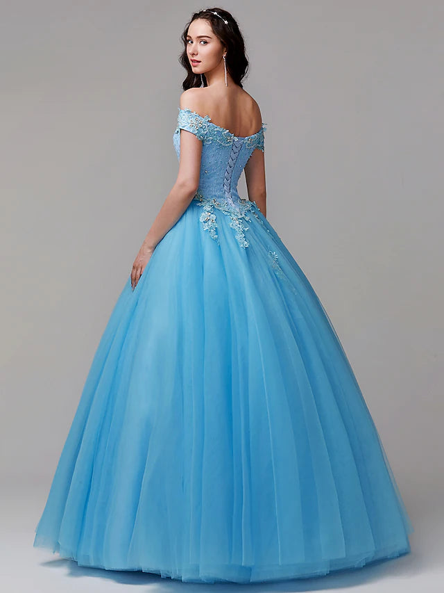 Vintage Inspired Dress Formal Evening Floor Length Sleeveless Off Shoulder Lace with Crystals Appliques