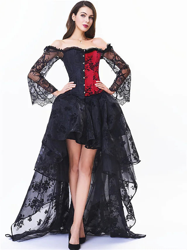 Prom Dresses Vintage Dress Masquerade Asymmetrical Long Sleeve Off Shoulder Lace with Appliques