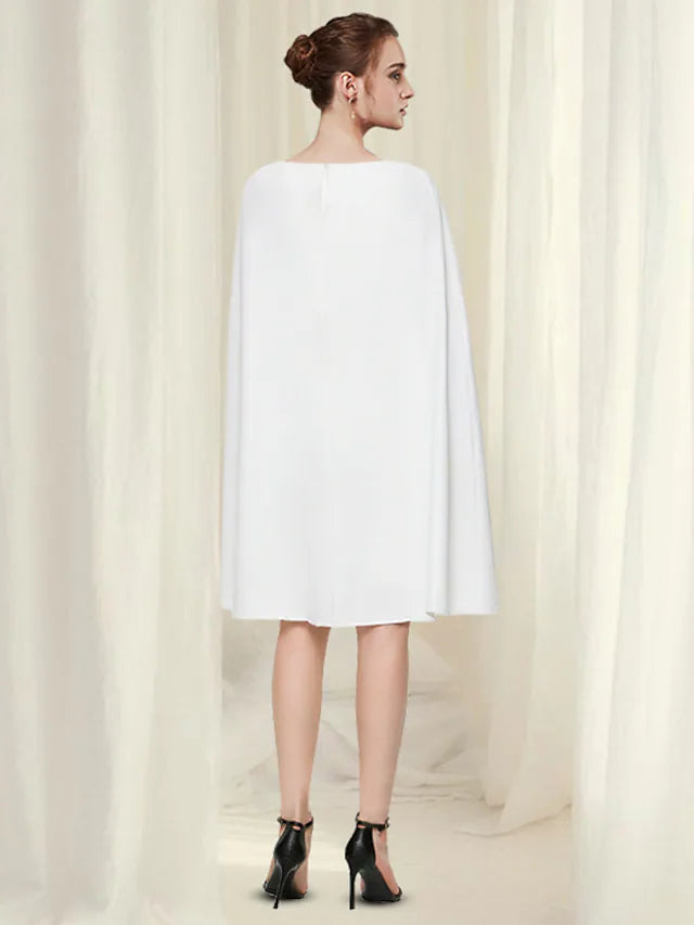 Cocktail Dresses Minimalist Dress Party Wear Knee Length Sleeveless Jewel Neck Chiffon with Sleek