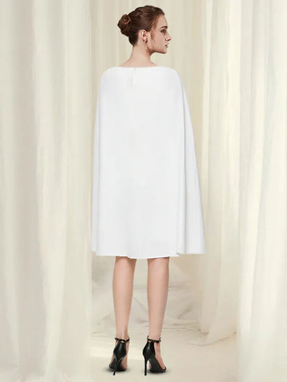 Cocktail Dresses Minimalist Dress Party Wear Knee Length Sleeveless Jewel Neck Chiffon with Sleek