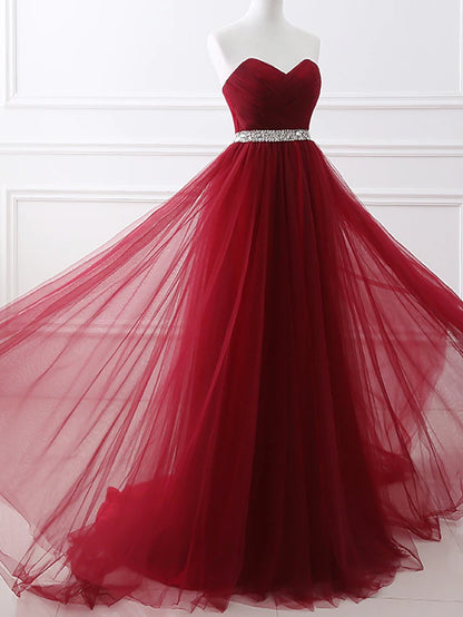 Elegant Quinceanera Prom Valentine's Day Dress Strapless Sleeveless   Satin with Crystals